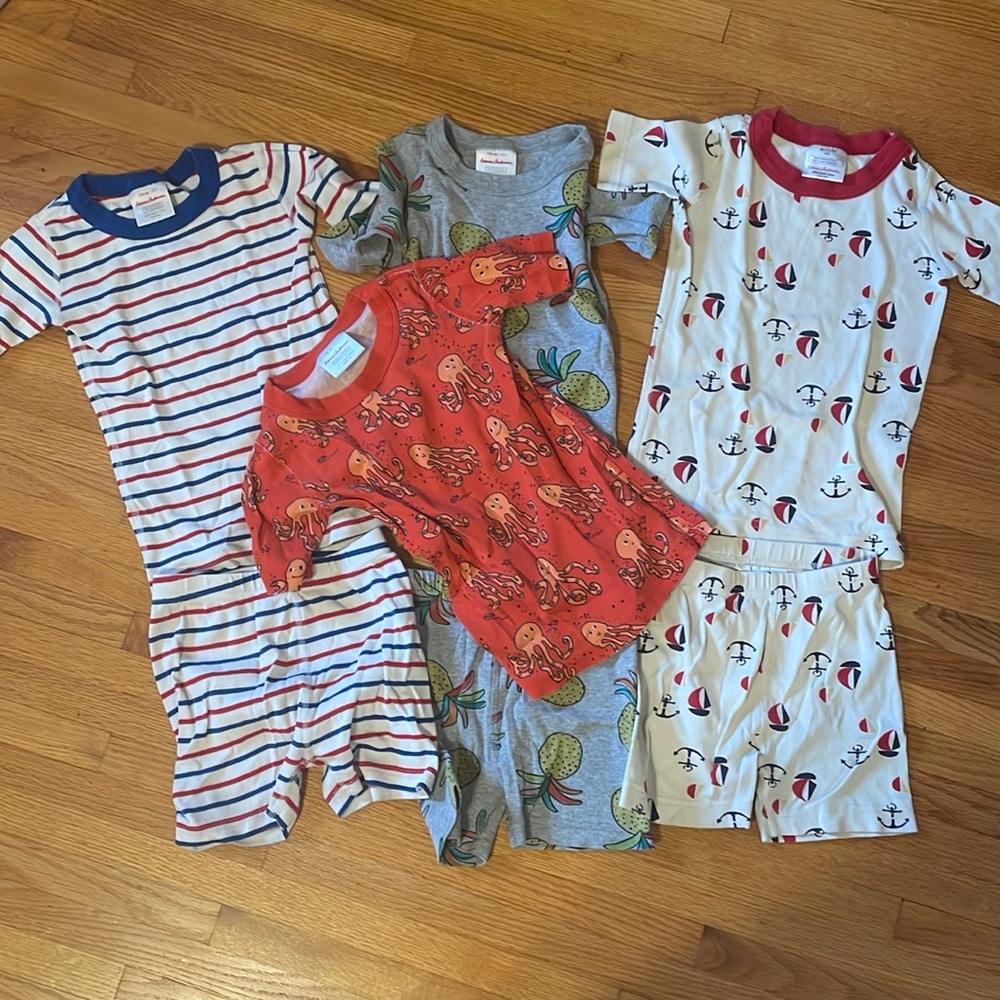 5T 110 LOT Hanna Andersson Short Pajamas anchors pineapples sailboats striped